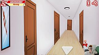 2D animated porn game with big tits and public cum shower