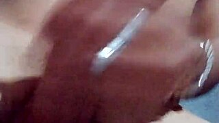 teen masturbating at work with homemade massage and cumshot orgasm