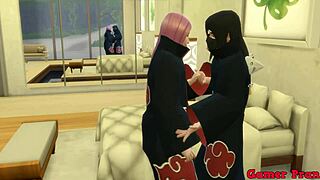 Kakuzu convinces sakura and konan for threesome assfucking