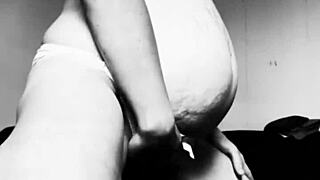 Horny pregnant MILF teases with her big tits