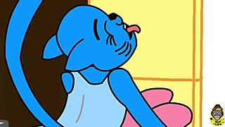 Richard and Nicole Watterson share an intimate moment with licking and touching.