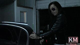 Kelsi Monroe strips in limo, fingering herself while undressing and ripping clothes in high-definition preview