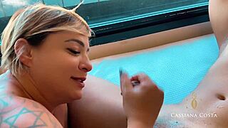 Blonde milf enjoys massage and toys session