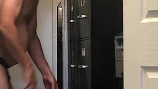 Shaved Mature Almost Caught Stroking Cock!