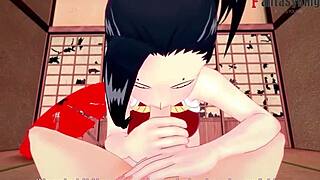 Momo Yaoyorozu gives an amazing blowjob and titjob in this Boku no Hero scene
