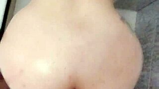 She helps him finish quickly in the bathroom