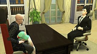 Bulma's heart pounds sucking boss's balls