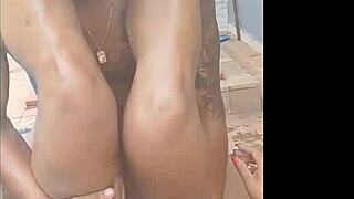 paty and her couple ignited passion in the pool with monster cocks and big tits in missionary.