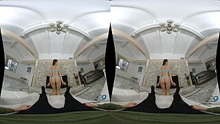 Close up view of lexi luna's hairless wet pussy in lingerie as mommy in milfvr reality sex