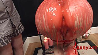 I'm a redhead babe getting bound in hot wax bondage, but it's kinda milfy