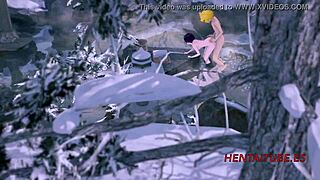 denki fucks jiro in the hotspring with rough creampie