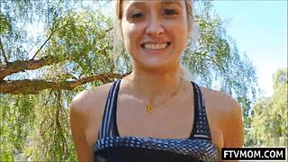 outdoor milf cougar rides ass in cowgirl position