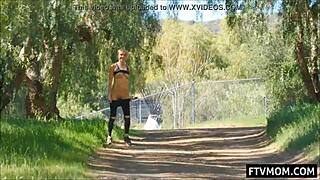 outdoor milf cougar rides ass in cowgirl position