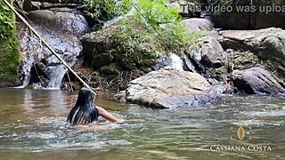 Latina Amateurs Fuck Naked in Outdoor Waterfall Close-Up