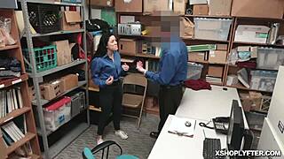 Lp Officer Roughly Feeds Monica Saige His Monster Cock in Office Shop Scene