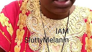 Sultry black mommy with developed figure strips in this clip