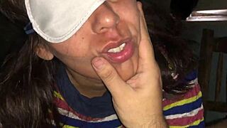 It is mature prostitute Petera who presents the POV blowjob when she blindfolds a man