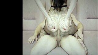 This sexy milf rides cowgirl in stockings with her amateur couple at home, getting that cock deep and wet pussy action.