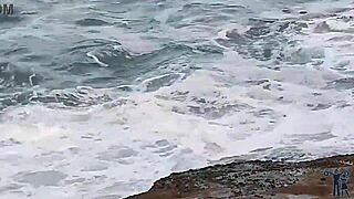 Brazilian milf girlfriend with monster cock on beach