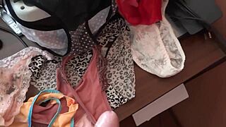 Homemade scene with cum on stepmom's panties