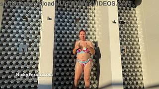 Tree breaks are made in by big boobed mommy Nicky Ferrari