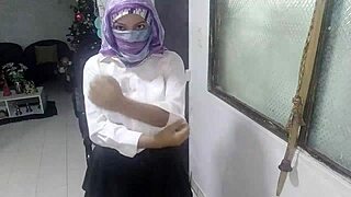 Arab Mother in Law masturbates and squirts while niqab and husband is away
