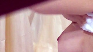 girl pounds big tits and ass in garage wash