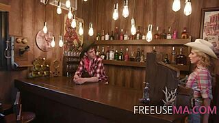 Three cowgirls freeuse one guy in the barn with Cory Chase and Lexi Lore.