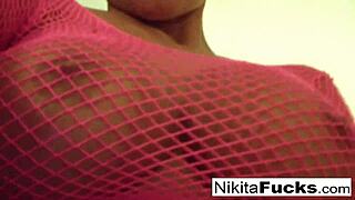 Fishnet solo with big titties and ass from hot Russian MILF Nikita