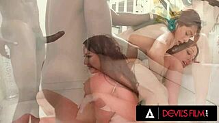 Hot Interracial FFM Threesome With MILF Stepmom And Gorgeous Stepdaughter In Devils Film