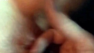 Playing with my wife's wet shaved pussy through masturbation and fingering at home