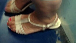 Mature beauty flaunts her stunning feet in solo play.