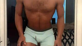 Homemade workout with brown-eyed roommate in gym dorm barefoot