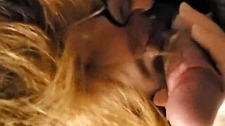 Mature milf eagerly sucks her stepson's big cock in this hardcore scene
