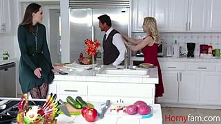 Hot step family threesome busty blonde and curvy milf