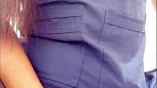 Why is this cleaning lady flashing her big tits in the bathroom?