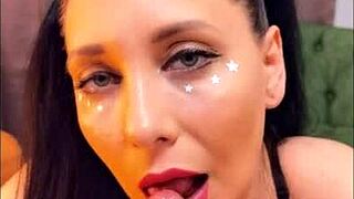 gorgeous fiance with big tits gets sloppy deepthroat action!