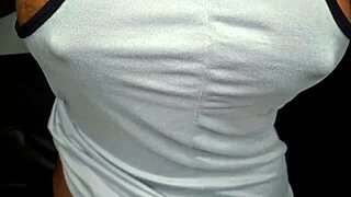 ebony girl shows her beautiful tits close to your face