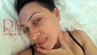 White Socks Cute Chick Lies On Bed Smiles Gracefully Bends