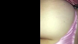 French Amateur Slut in Black White Fuck Pink Satin Panties.