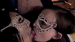 Masked stepmom milf bangs teen 18+ with strapon in threesome