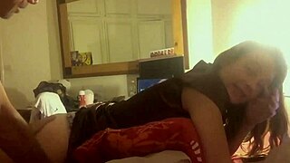 Fucking blonde milf in satin panties and fishnet heels