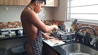 Stepmother Interrupts Cooking To Deepthroat My Monster Cock