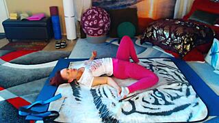 Barefoot yoga for hip mobility by fetishy mature milf