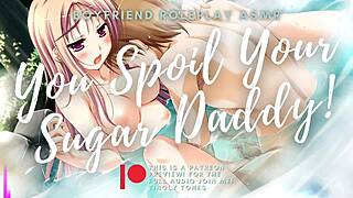 Sugar baby teases sugar daddy with erotic ASMR boyfriend roleplay audio