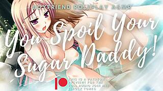 Sugar baby teases sugar daddy with erotic ASMR boyfriend roleplay audio