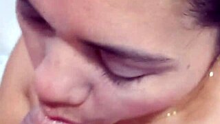 Big tits wife strips, sucks my dick and swallows to deep throat