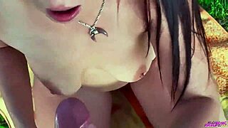 A mature lady performs a detailed blowjob and gets a face shower with a beautiful man with a big penis