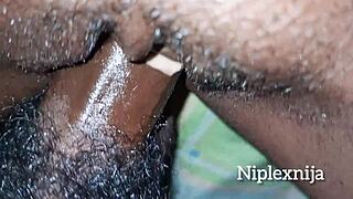 Fully adult male touches oily ass and wet vagina