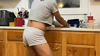 Anna Maria, mature Latina, teases while doing dishes?